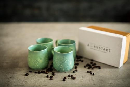 A Tiny Mistake Earthenware Teal Ethnic Ceramic Mugs, Set of 2, Coffee and Tea Mugs, 180 Ml Each