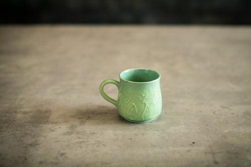 A Tiny Mistake Earthenware Teal Ethnic Ceramic Mugs, Set of 2, Coffee and Tea Mugs, 180 Ml Each