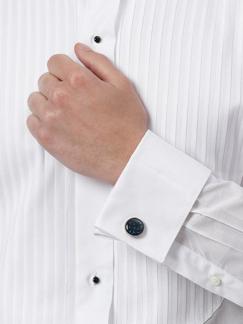 Blue Geometric Cufflinks