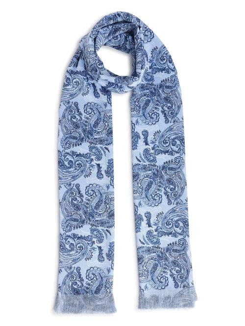 Blue Paisley Stole & Pocket Square Set