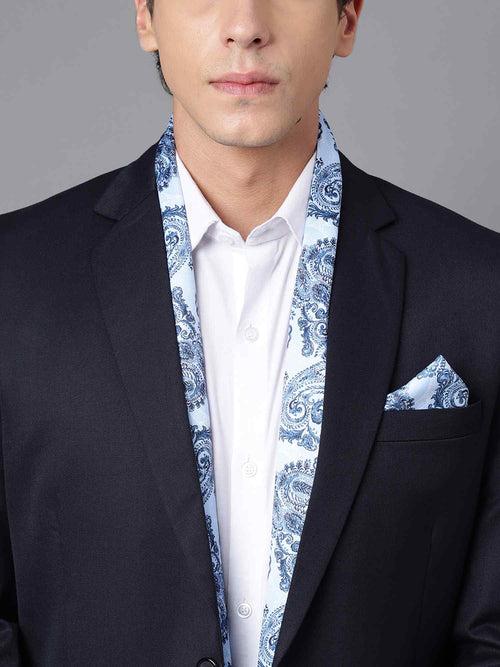 Blue Paisley Stole & Pocket Square Set