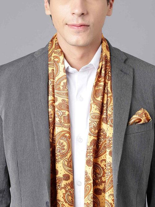 Mustard Paisley Stole & Pocket Square Set