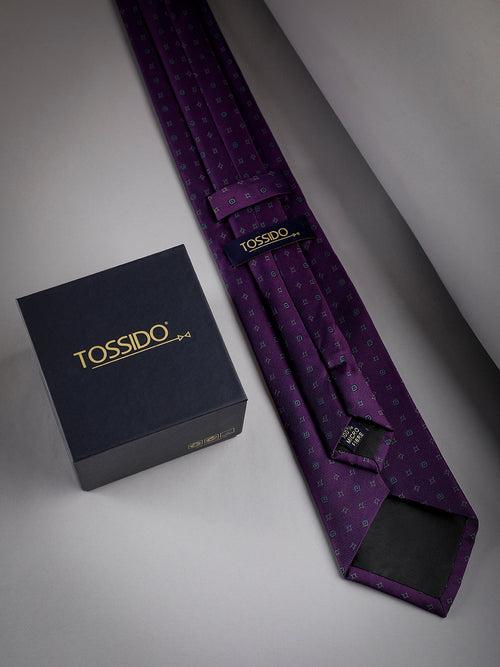 Purple Geometric Woven Long Necktie