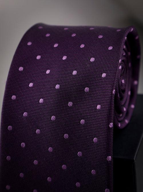 Purple Polka Woven Long Necktie