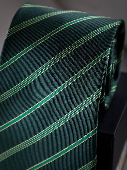 Green Stripe Woven Long Necktie