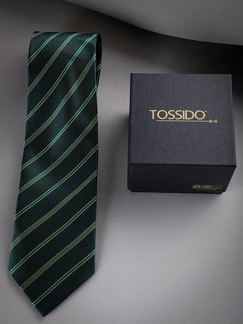 Green Stripe Woven Long Necktie