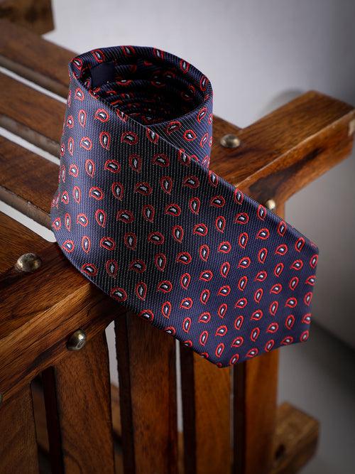 Blue Paisley Woven Long Necktie