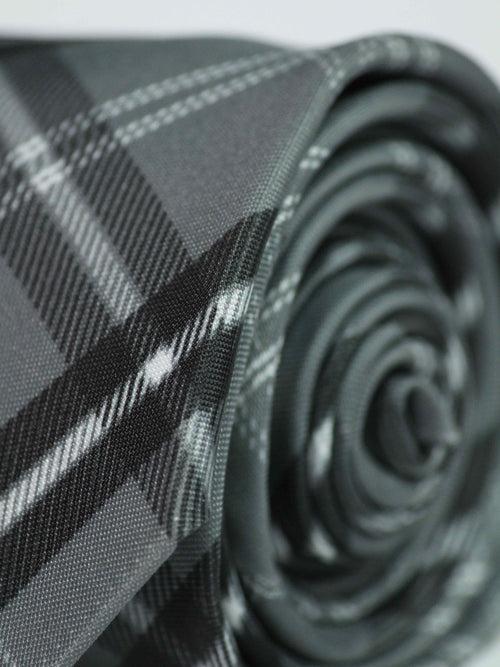 Grey Check Woven Necktie
