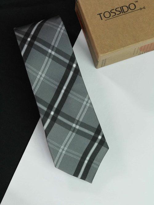 Grey Check Woven Necktie