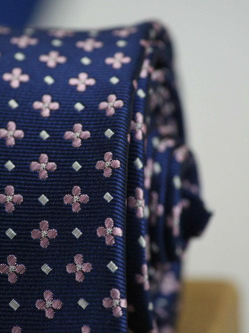 Navy Blue Floral Woven Necktie