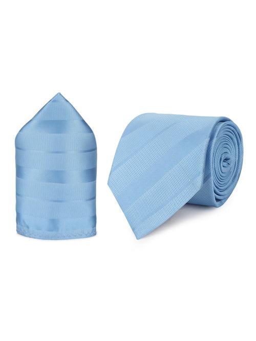 Blue Striped Necktie & Pocket Square Giftset