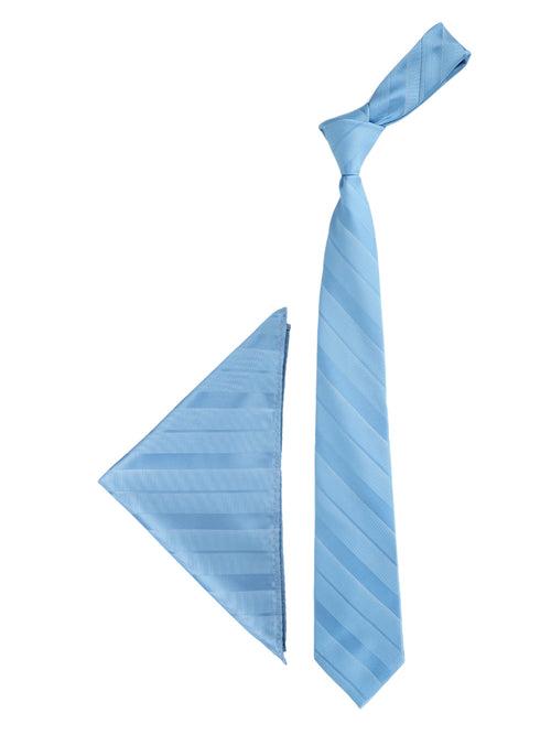 Blue Striped Necktie & Pocket Square Giftset