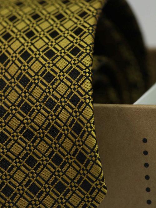 Yellow & Black Geometric Skinny Necktie & Pocket Square Giftset