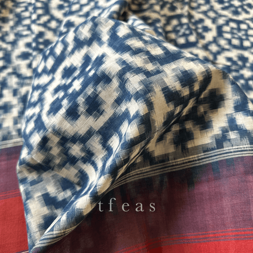 Indigo and Red Natural Dyed Double Ikat