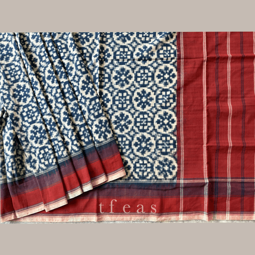 Indigo and Red Natural Dyed Double Ikat