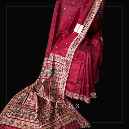 Rust Shot Colour Baluchari Saree from Bengal