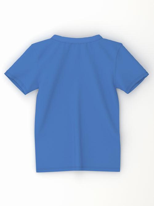 Boys White-Blue Animal Print Round Neck Pure Cotton Tshirt (Pack of 2)