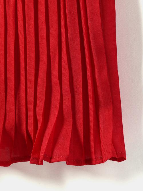 Nauti Nati Girls Red Solid A-Line Dress