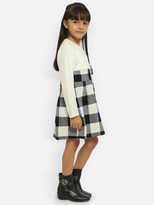 Nauti Nati Girls White Checked A-Line Dress