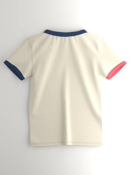 Boys Offwhite-Navy Graphic Printed Half Sleeve Pack of 2 T-Shirt