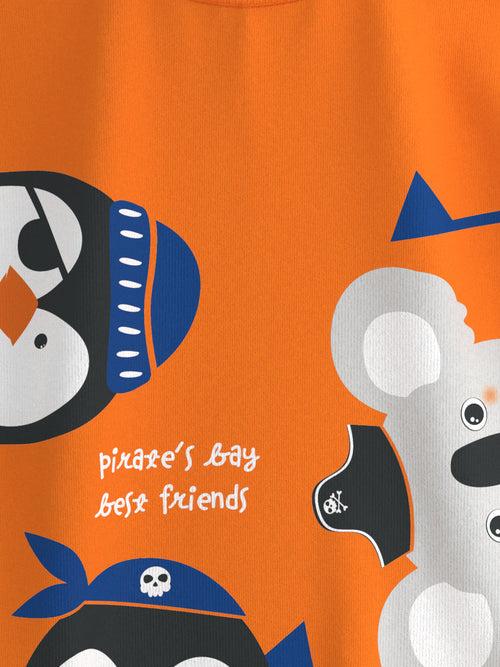 Boys Cobaltblue-Orange-White Graphic Printed Half Sleeve Pack of 3 T-Shirt