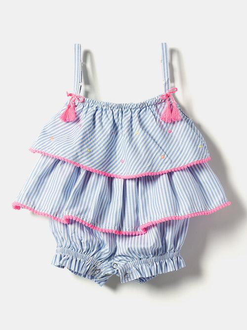 Nauti Nati Infant Girls Striped Layered Rompers