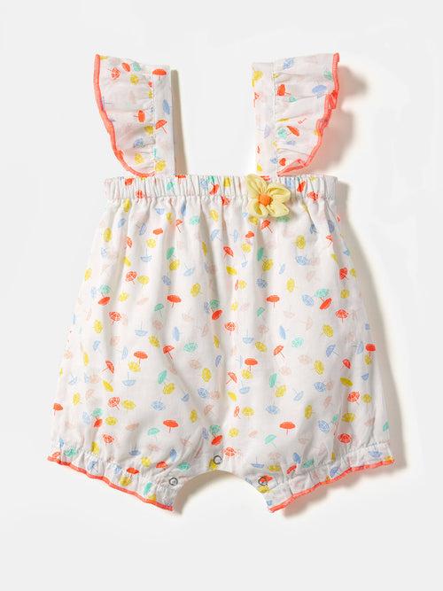 Nauti Nati Infant Girls Printed Pure Cotton Rompers