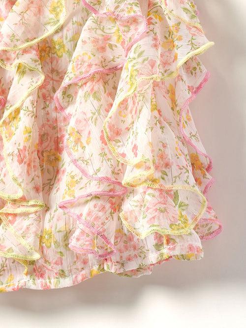 Nauti Nati Infant Girls Floral Print Ruffled Chiffon A-Line Dress