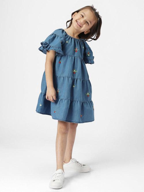 Nauti Nati Flutter Sleeve Denim A-Line Dress