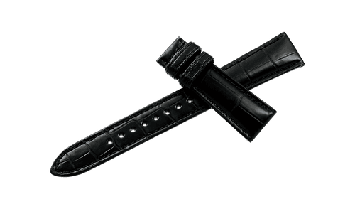 22mm Black Crocodile Leather Strap