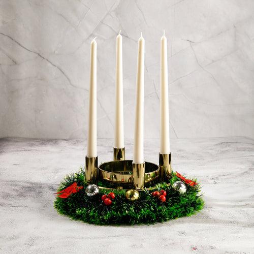 Set of 4 Pearl White Tapered Candles - Cinnamon Roll Scented