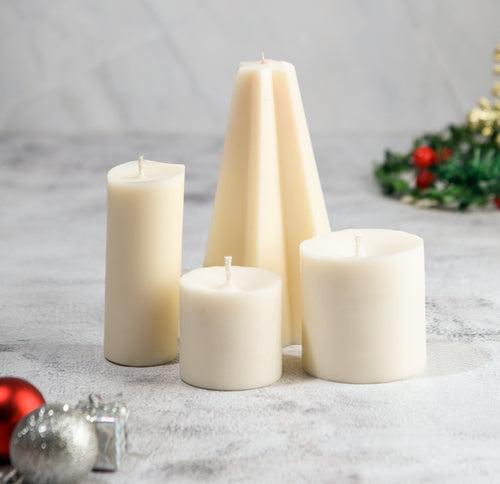 Christmas Corner - Set of 4 Pillar Candles - Cinnamon Roll Scented