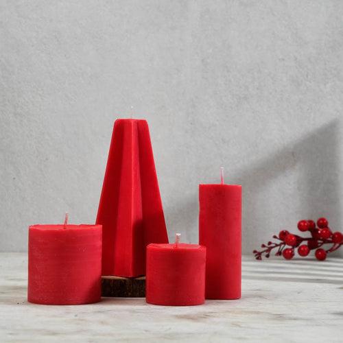 Christmas Corner - Set of 4 Pillar Candles - Cinnamon Roll Scented