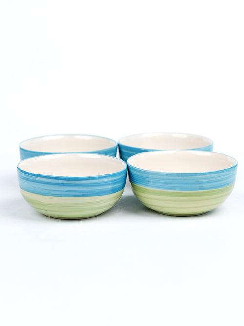 Ananda Blue Green Ceramic Small Serving Bowls/Cereal Bowls Set of Four