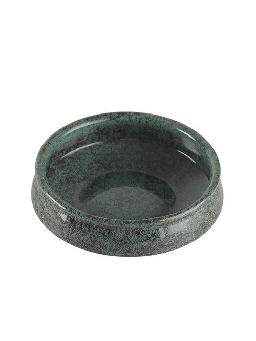 Foliage Green Ceramic Flat Serving Bowls Set of Three