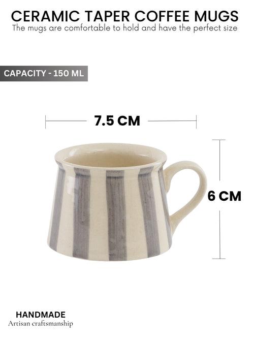 Crosswalk Handmade Grey Striped White Ceramic Taper Coffee Mugs Set of 6