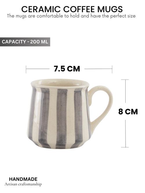 Crosswalk Handmade Grey Striped White Ceramic Coffee Mugs Set of 6