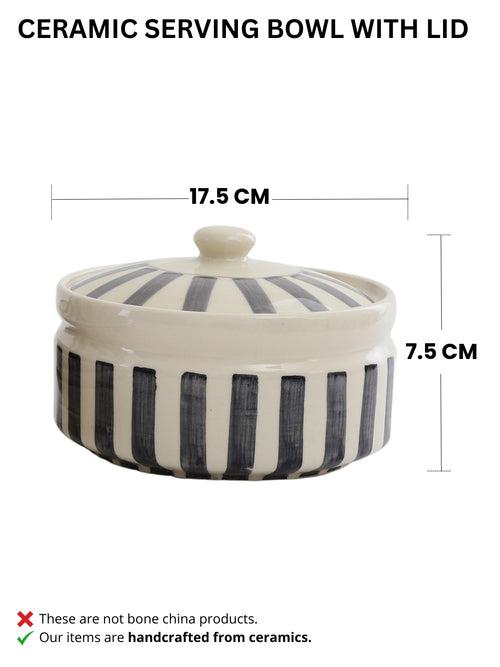 Crosswalk Handmade Grey Striped White Ceramic 11 Pc Dinner Set