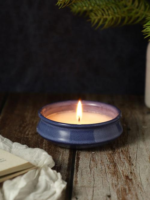 Blue Studio 6 Inch Flat Ceramic Scented Candle