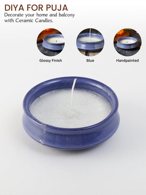 Blue Studio 6 Inch Flat Ceramic Scented Candle