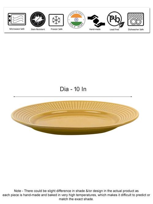 Gold Mustard Ceramic 10 Inch Dinner/Full Plates Set of Four