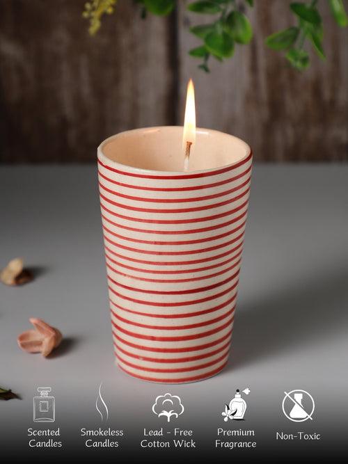 Parikrama Red Spiral Cylindrical Ceramic Scented Candle