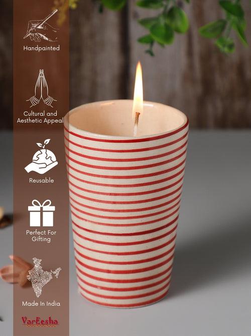 Parikrama Red Spiral Cylindrical Ceramic Scented Candle