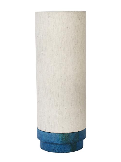 Hand-made Ivory and Blue Wooden Table Lamp