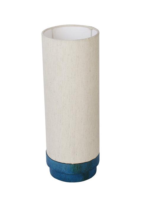 Hand-made Ivory and Blue Wooden Table Lamp