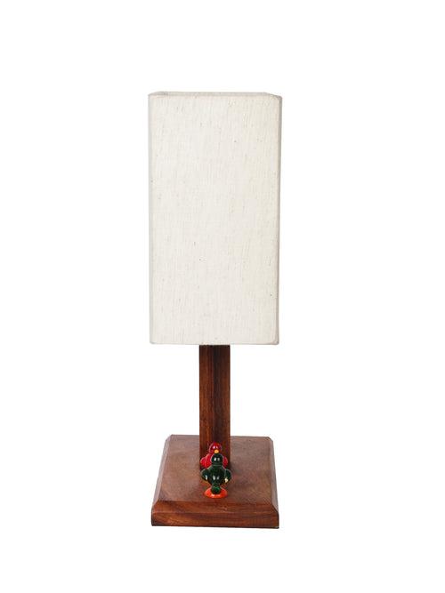 Morning sparrow Wooden Table Lamp with White Matt Shade with Cute Birds