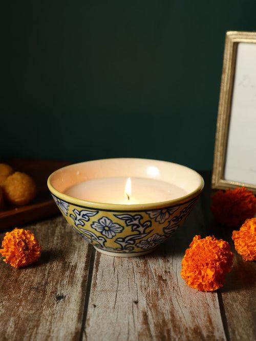 Manohar Yellow 6 Inch Ceramic Scented Candle