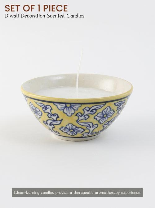 Manohar Yellow 6 Inch Ceramic Scented Candle