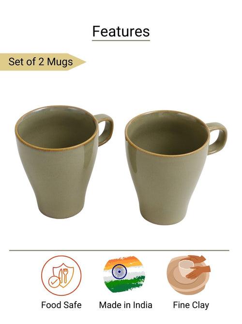 Handmade Henna Green Porcelain Mugs Set of Two