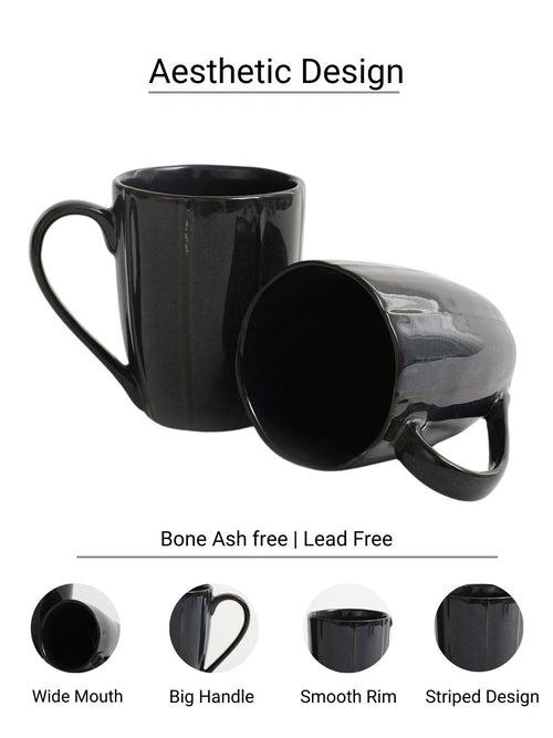 Handmade Shades of Black Porcelain Coffee Mugs Set of Two